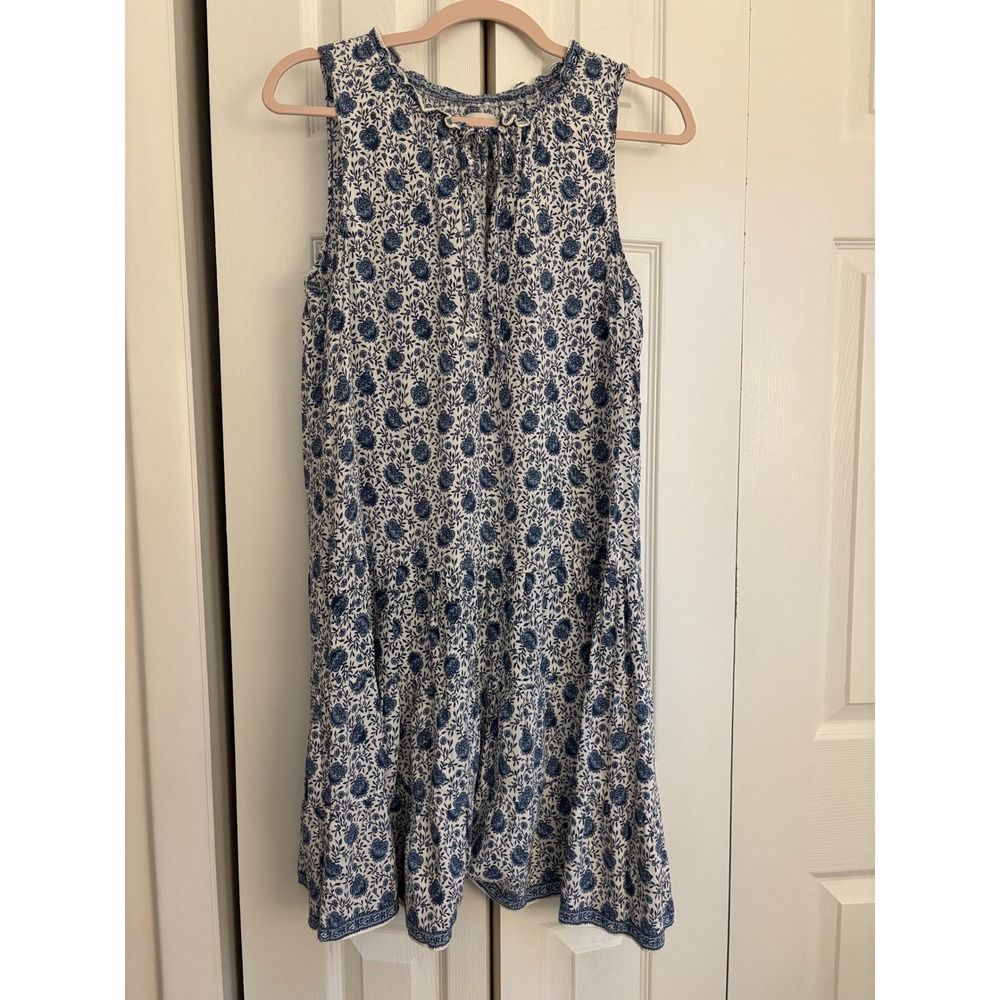 Max Studio Blue & White Floral Tiered Dress – Size Medium – Boho Style - Picture 4 of 8